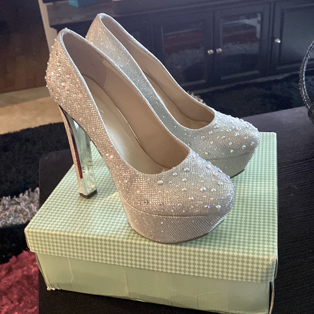 Silver glitter rhinestone Heels